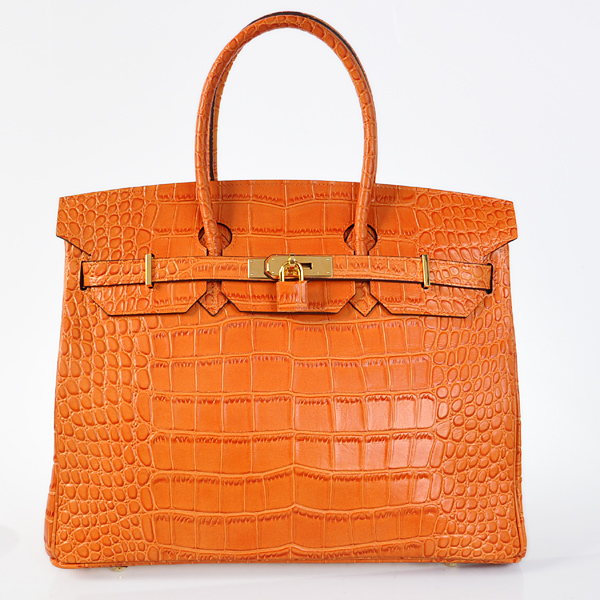 H35CSOG Hermes Birkin 35CM strisce in pelle di coccodrillo a Orange w